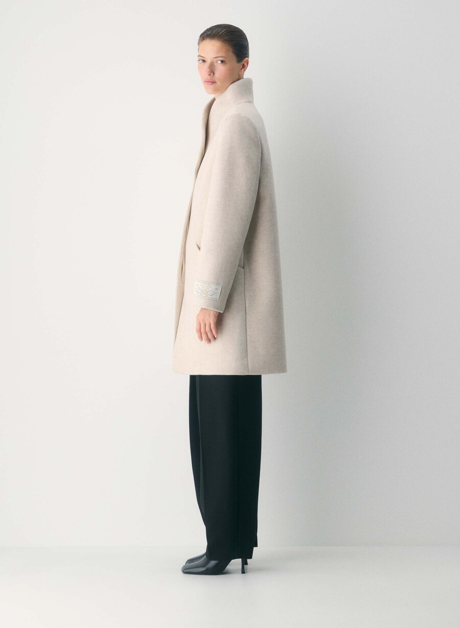 cocoon coat - lyxig ull kashmir ljus havregrynsgrÖt