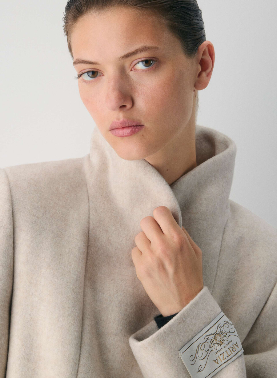 cocoon coat - lyxig ull kashmir ljus havregrynsgrÖt