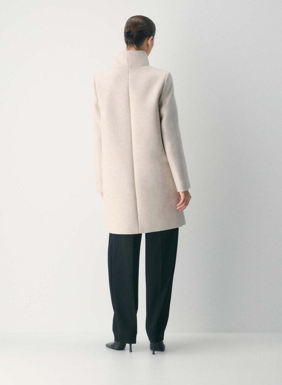 cocoon coat - lyxig ull kashmir ljus havregrynsgrÖt