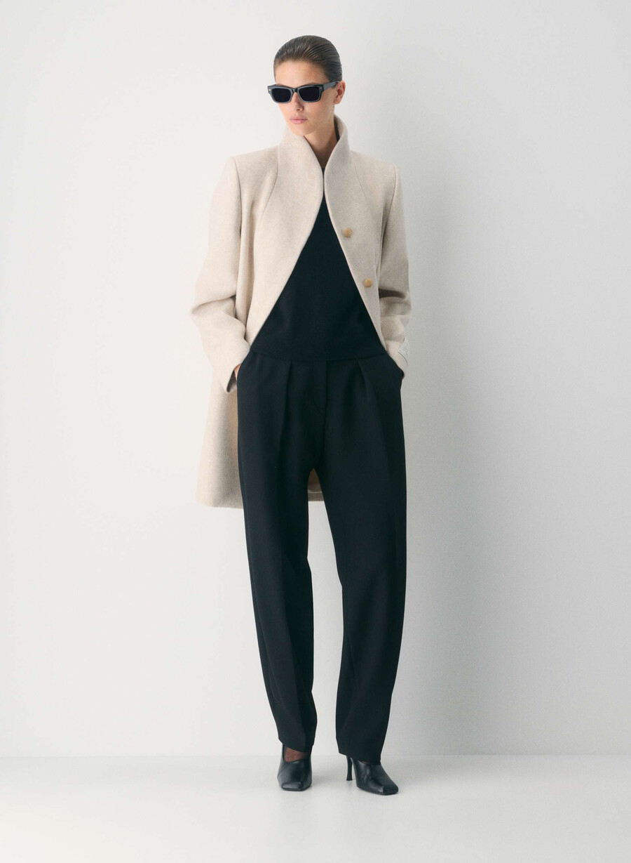cocoon coat - lyxig ull kashmir ljus havregrynsgrÖt