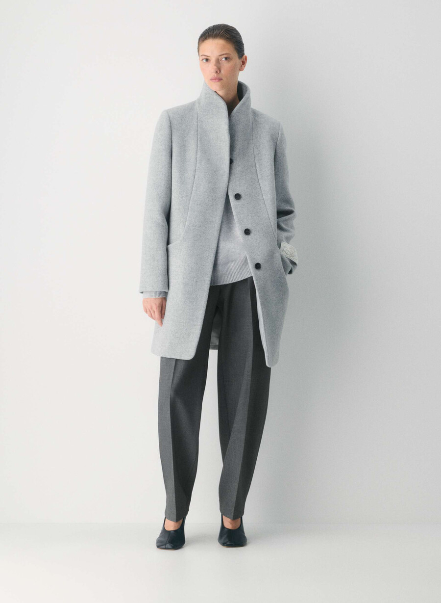 cocoon coat - lyxig ull kashmir ljusgrÅ ljusgrÅ