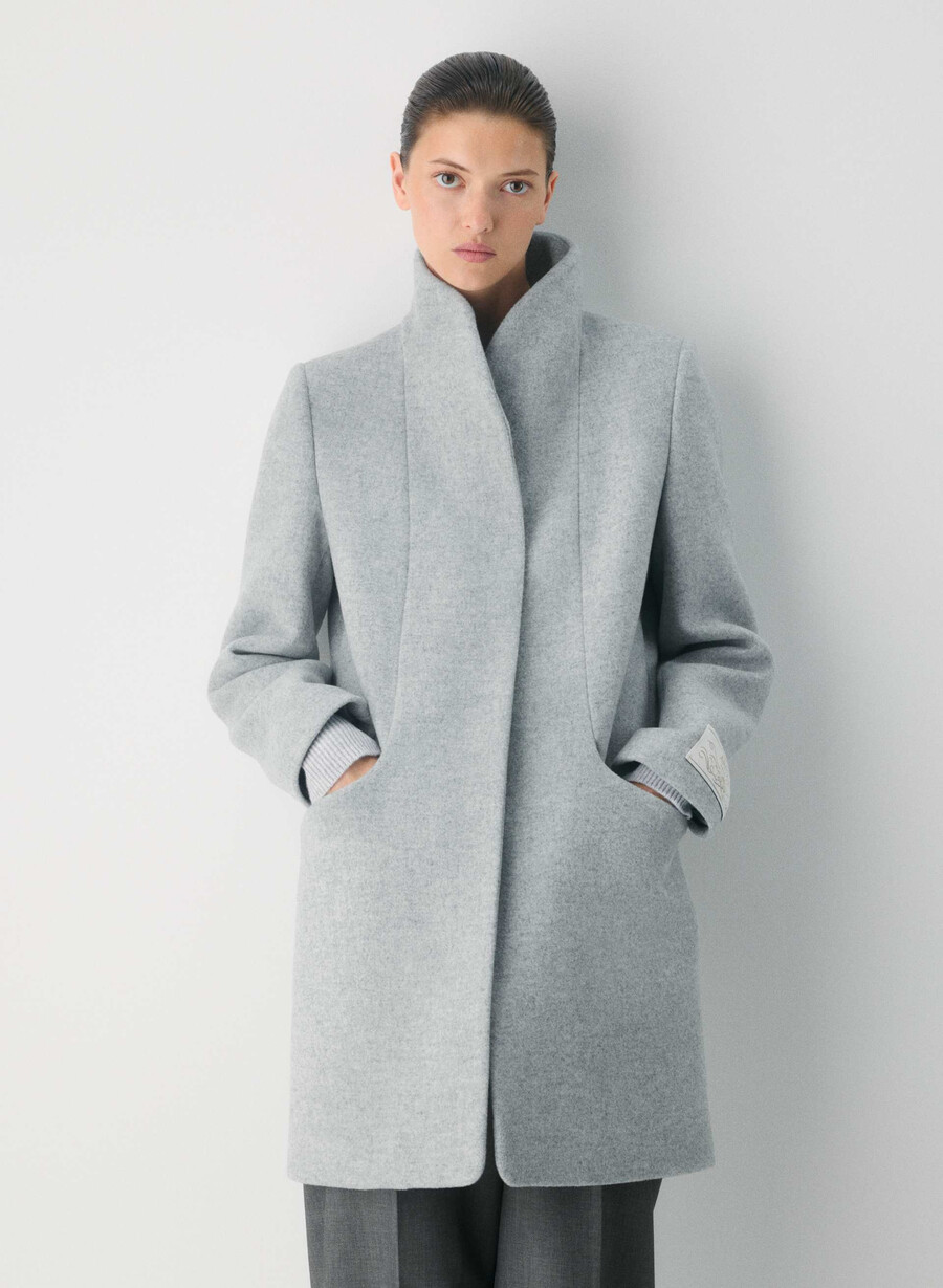 cocoon coat - lyxig ull kashmir ljusgrÅ ljusgrÅ