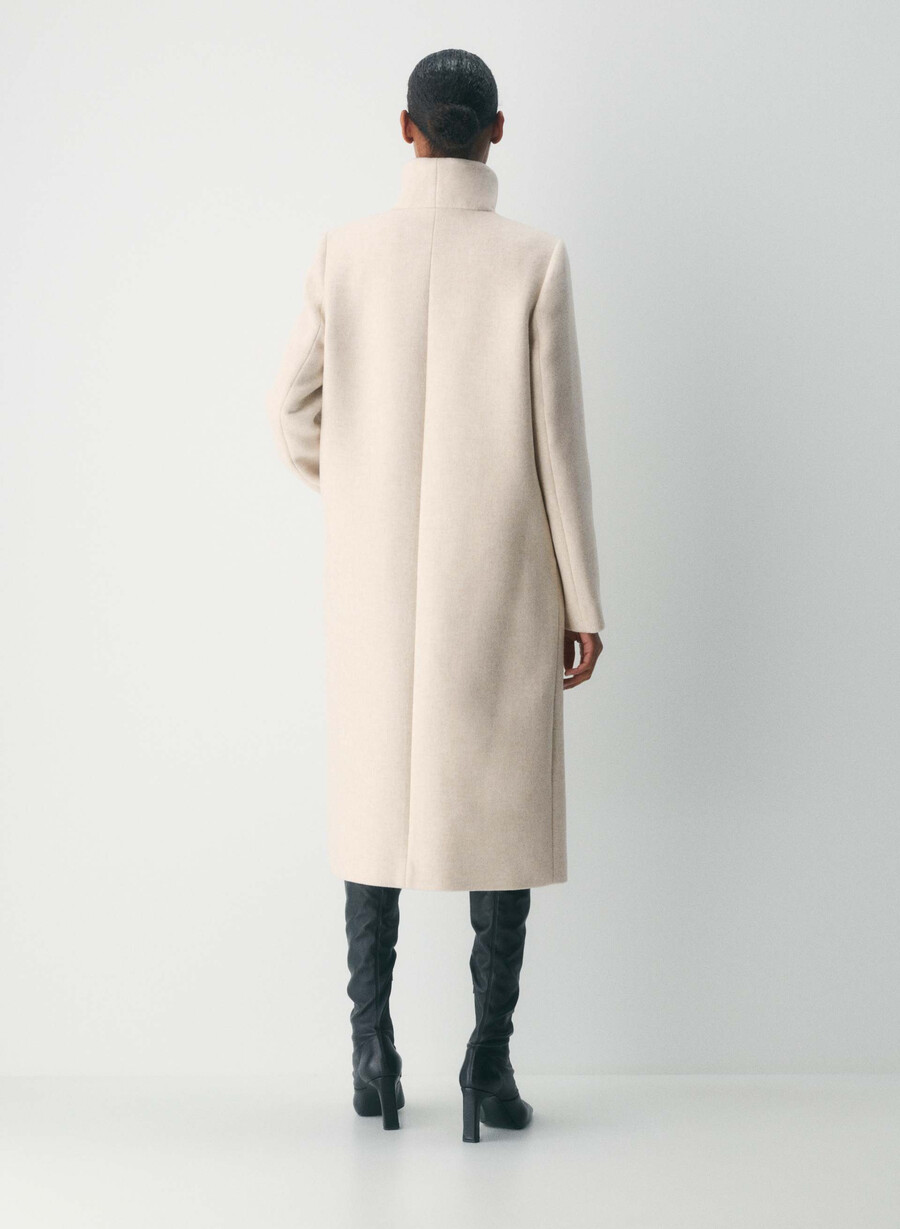 cocoon lång kappa - lyxig ull kashmir ljus havregrynsgrÖn