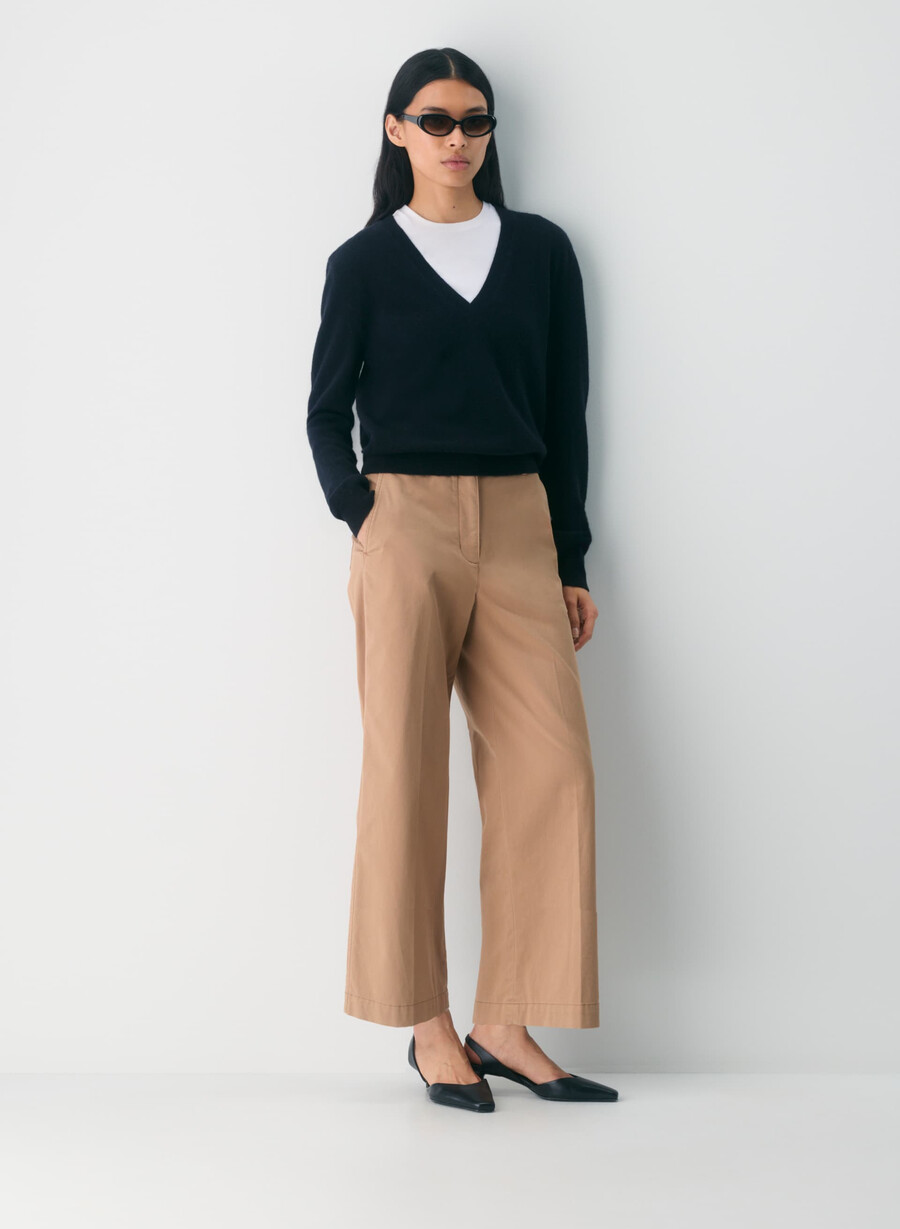 chino relaxed hi-layer wide pants tvättad brons kamel