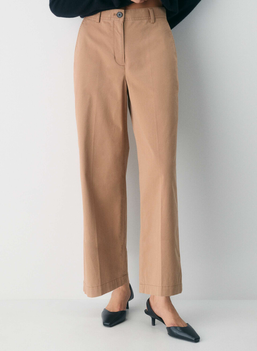 chino relaxed hi-layer wide pants tvättad brons kamel