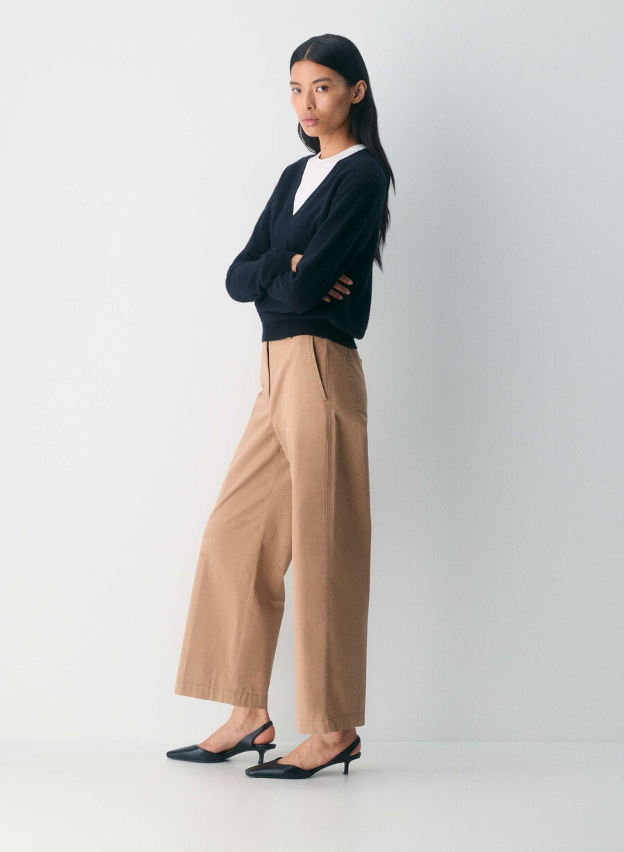 chino relaxed hi-layer wide pants tvättad brons kamel