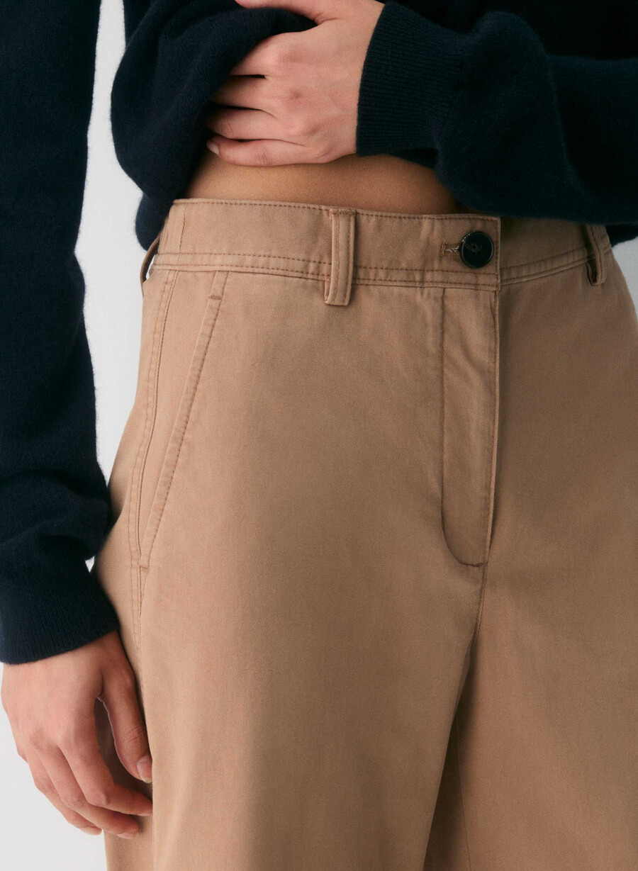 chino relaxed hi-layer wide pants tvättad brons kamel
