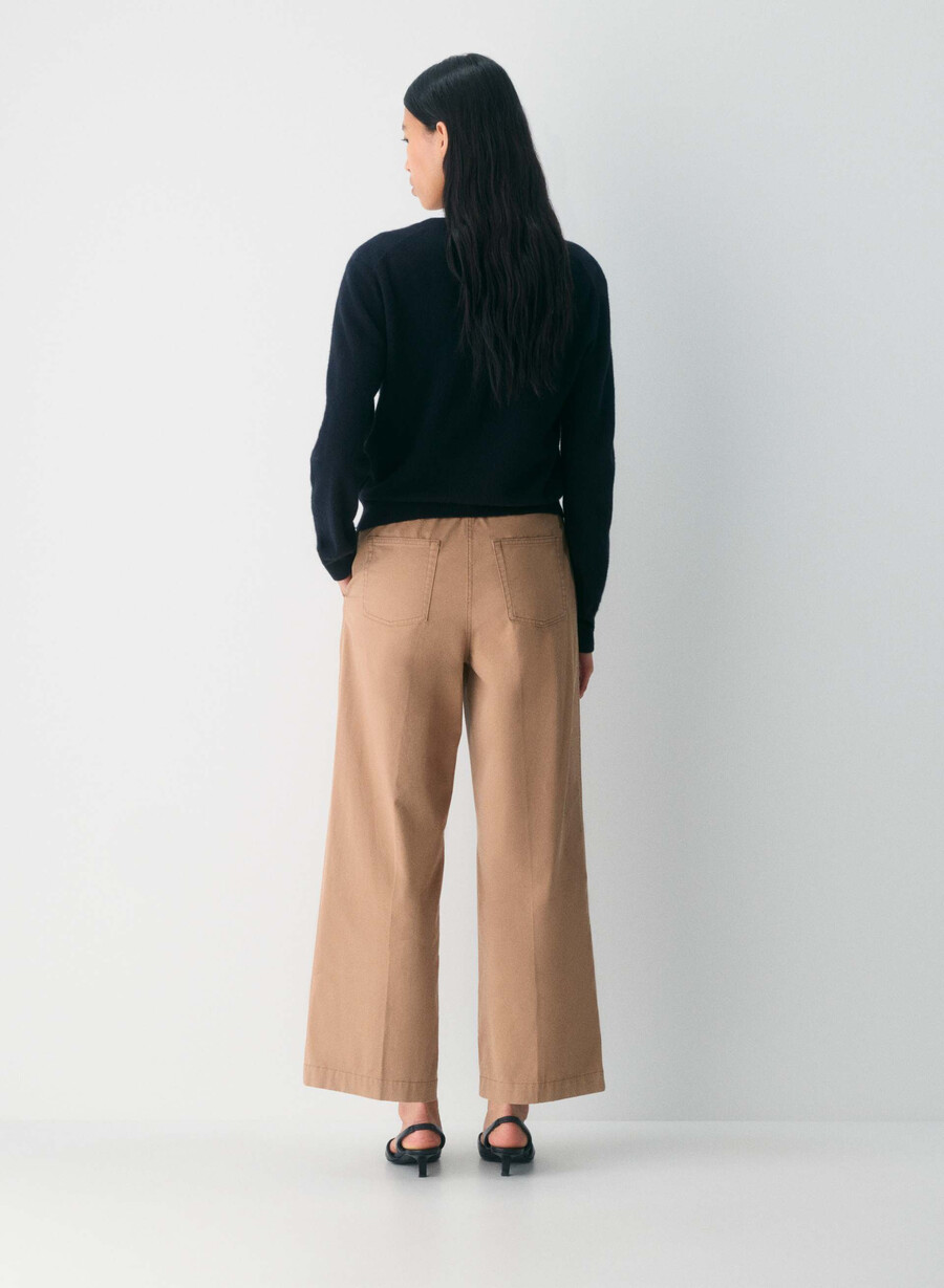 chino relaxed hi-layer wide pants tvättad brons kamel