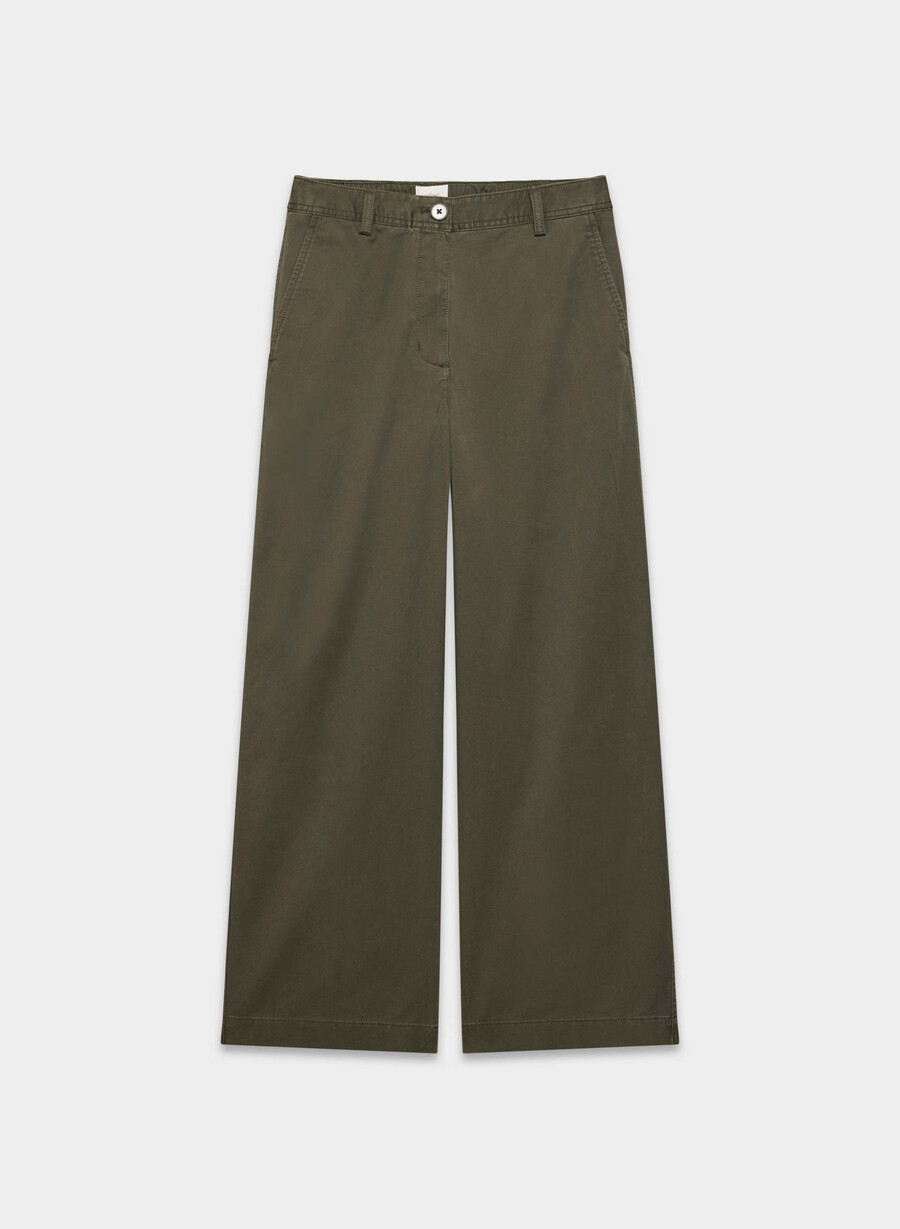 chino relaxed hi-layer wide pants tvättade mörkoliva