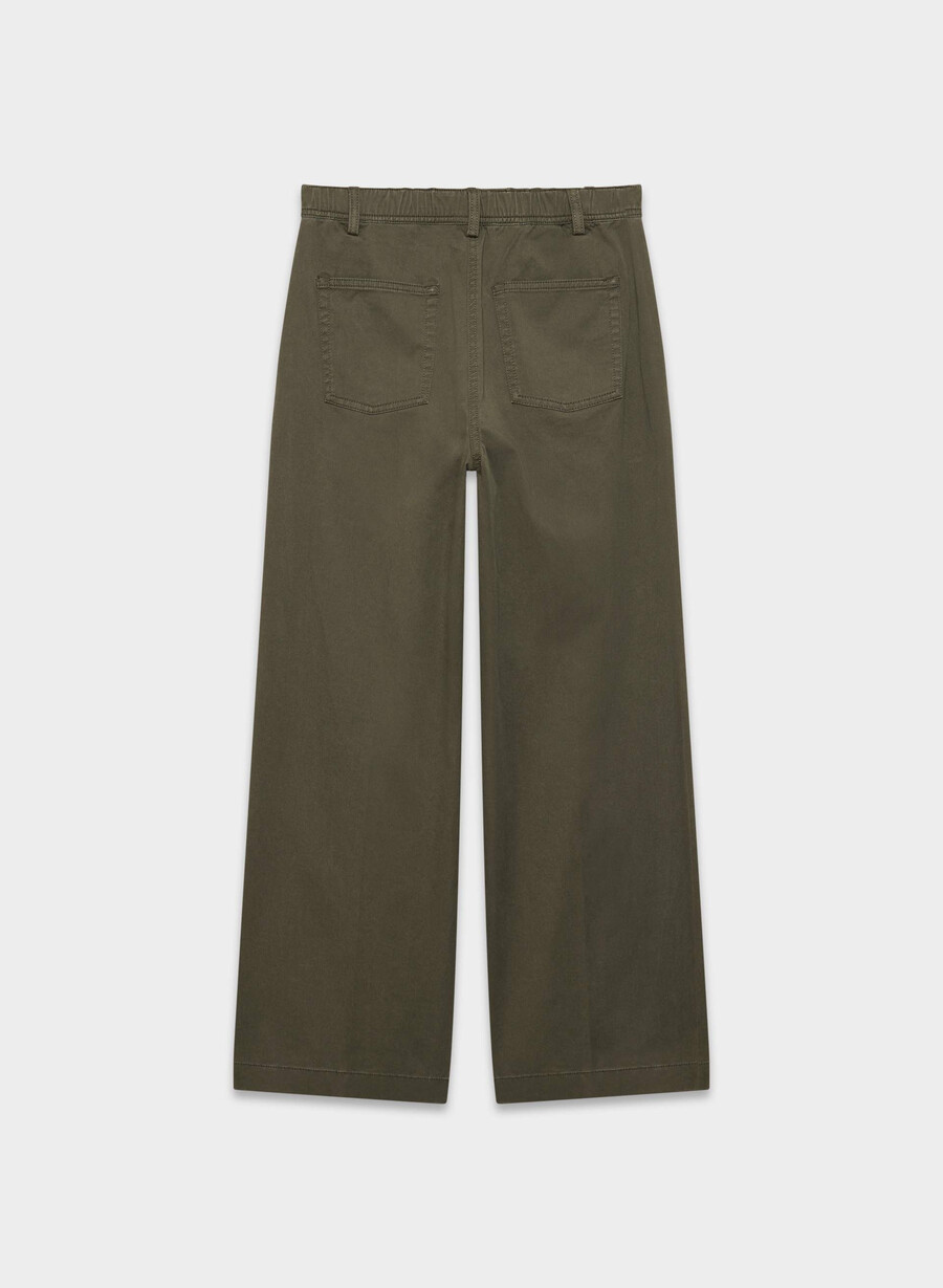 chino relaxed hi-layer wide pants tvättade mörkoliva