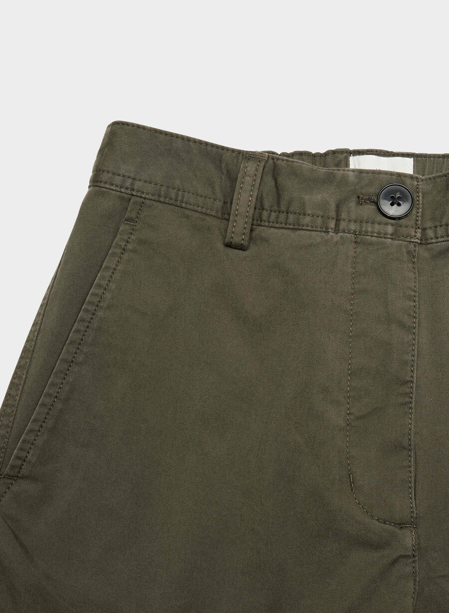 chino relaxed hi-layer wide pants tvättade mörkoliva