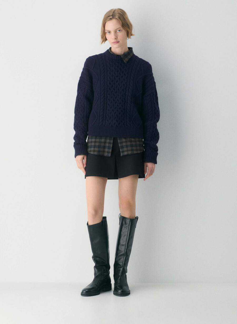 heritage knit merinoullströja med rund hals admiral