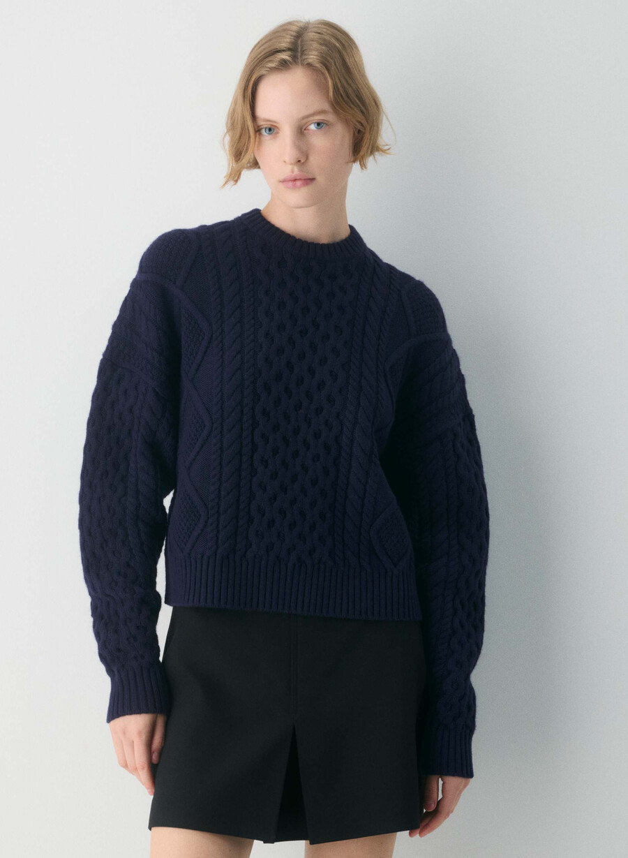heritage knit merinoullströja med rund hals admiral