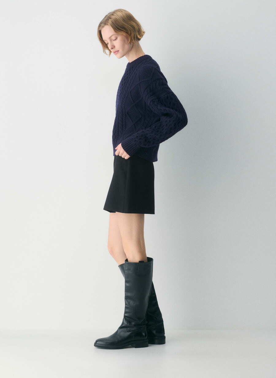 heritage knit merinoullströja med rund hals admiral