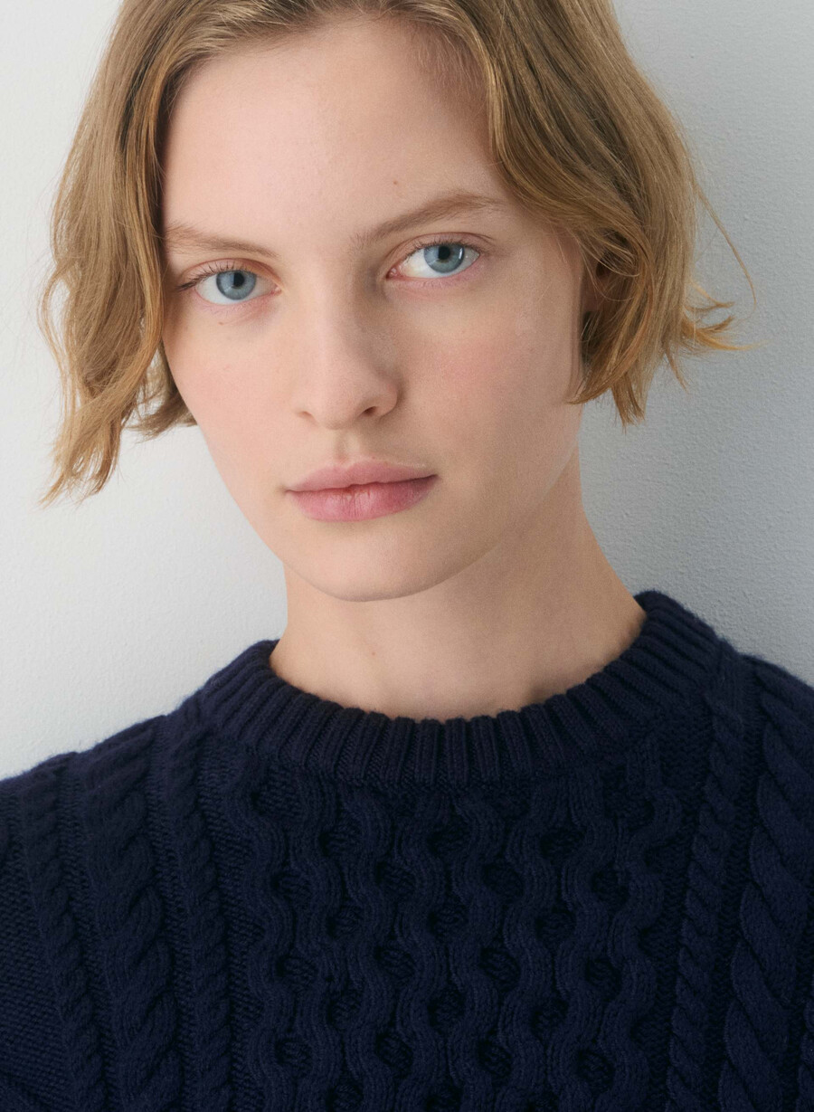 heritage knit merinoullströja med rund hals admiral