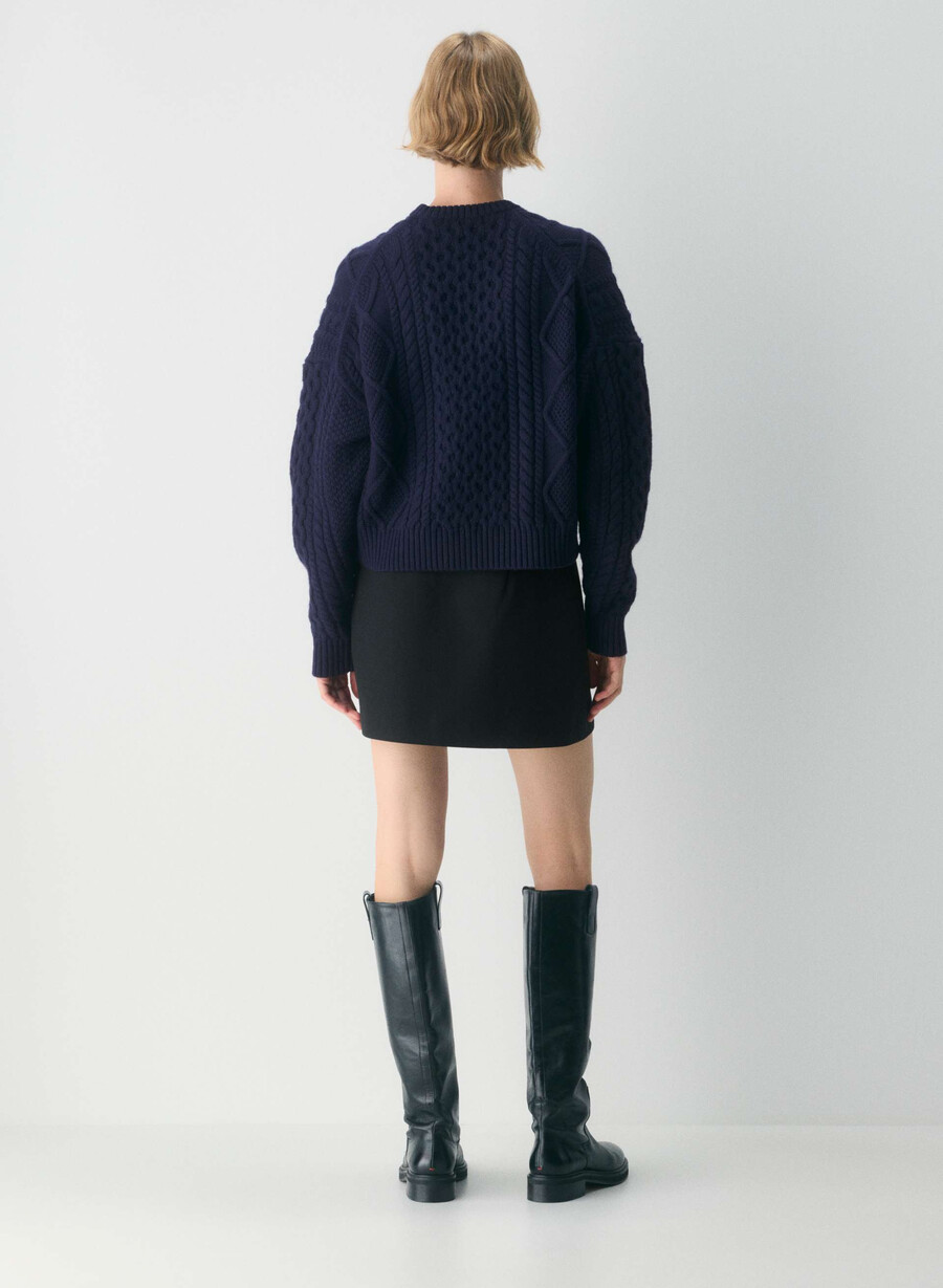 heritage knit merinoullströja med rund hals admiral