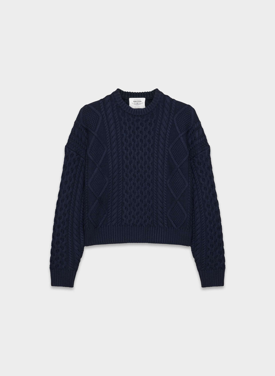 heritage knit merinoullströja med rund hals admiral