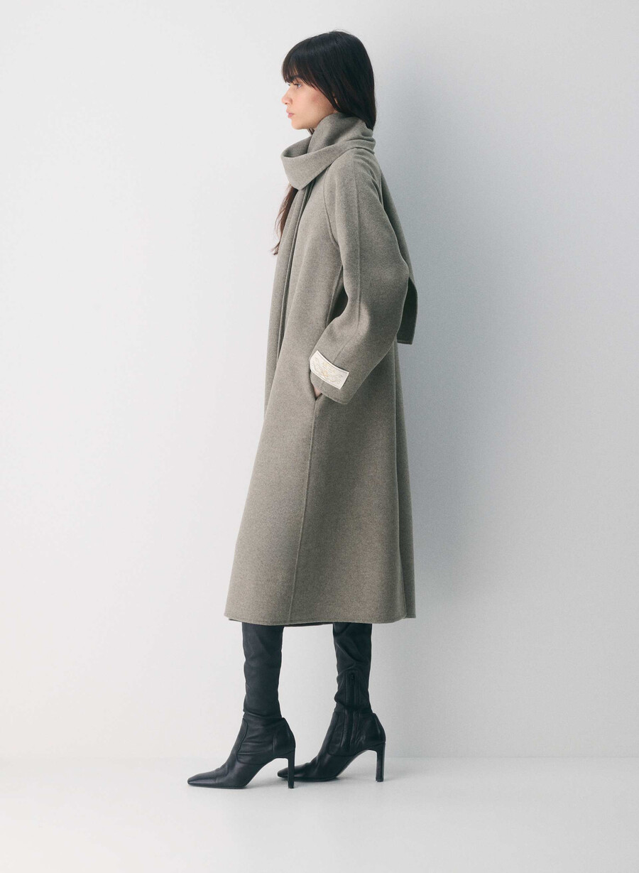 the embrace dubbelsidig kappa - luxe rewool heather mÖrk taupe