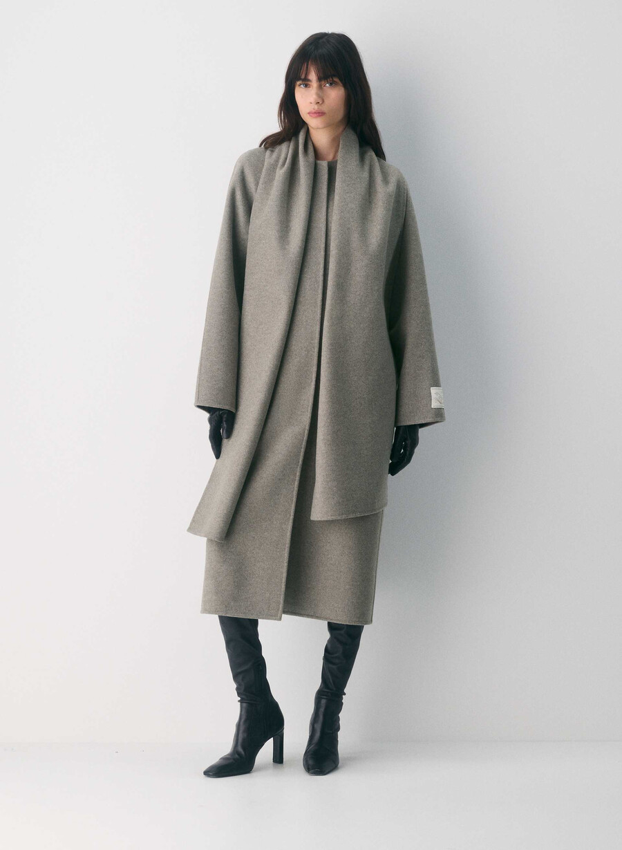 the embrace dubbelsidig kappa - luxe rewool heather mÖrk taupe