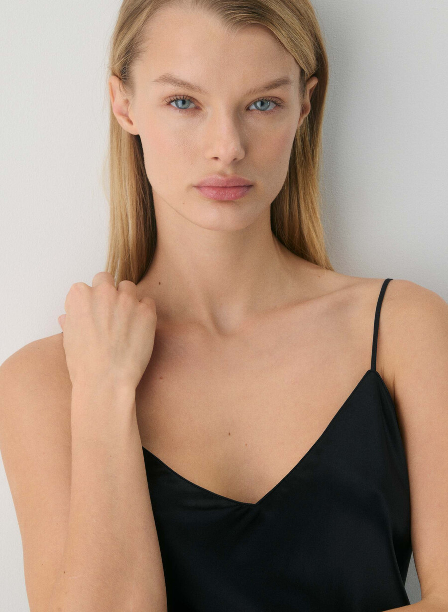 nightside silk pyjamas slip dress svart
