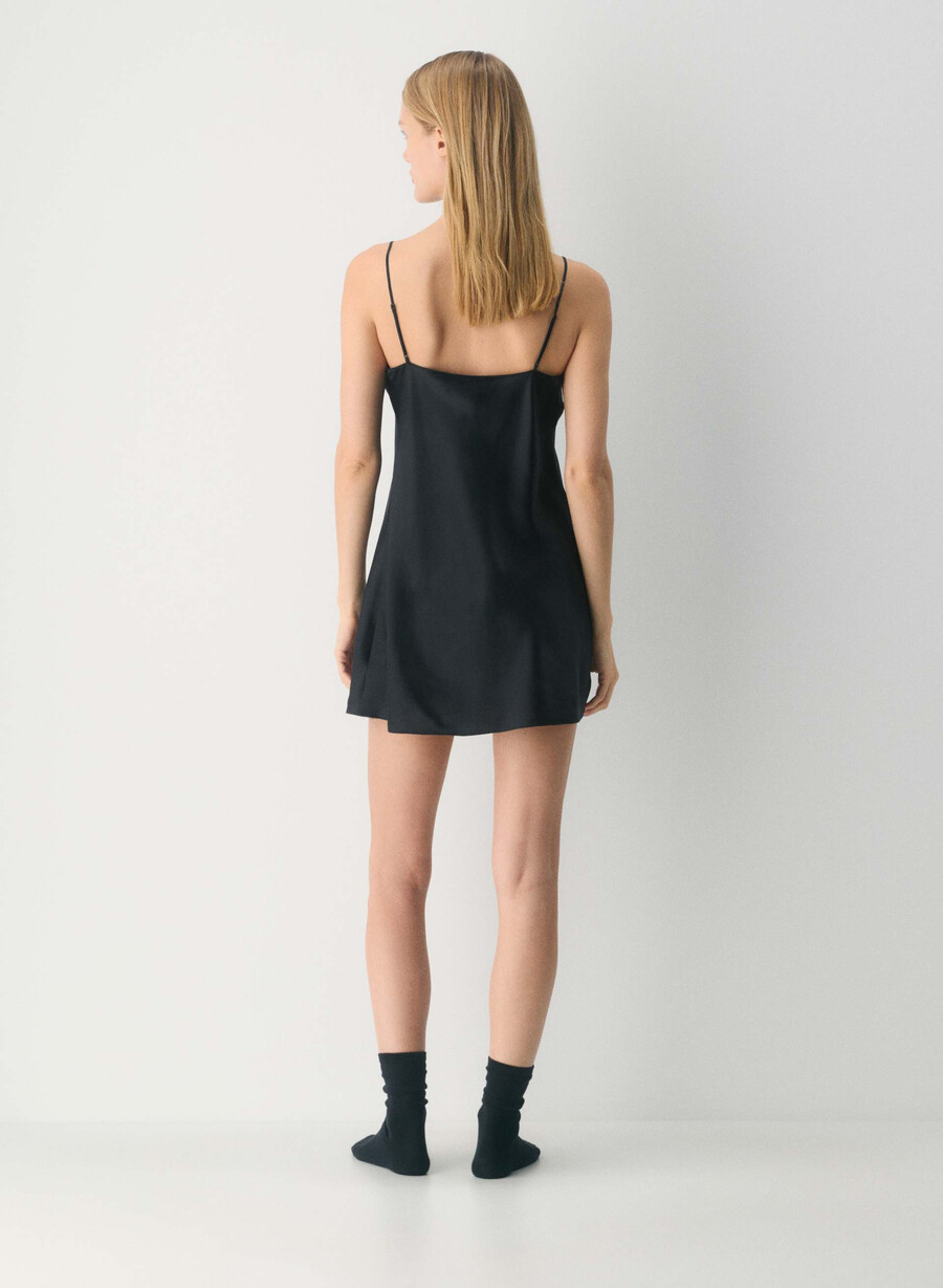 nightside silk pyjamas slip dress svart