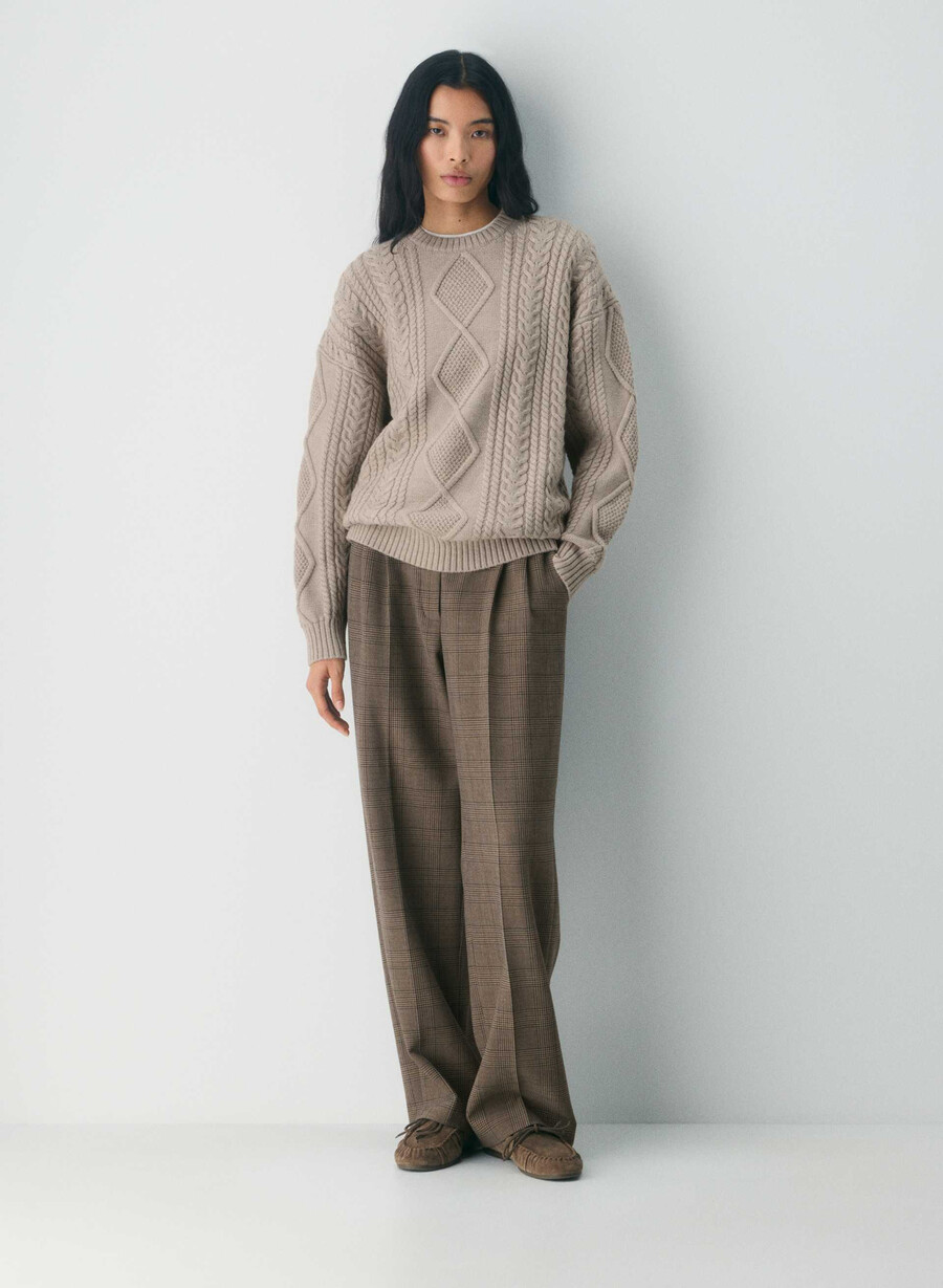 heritage knit merinoulltröja heather nomad taupe