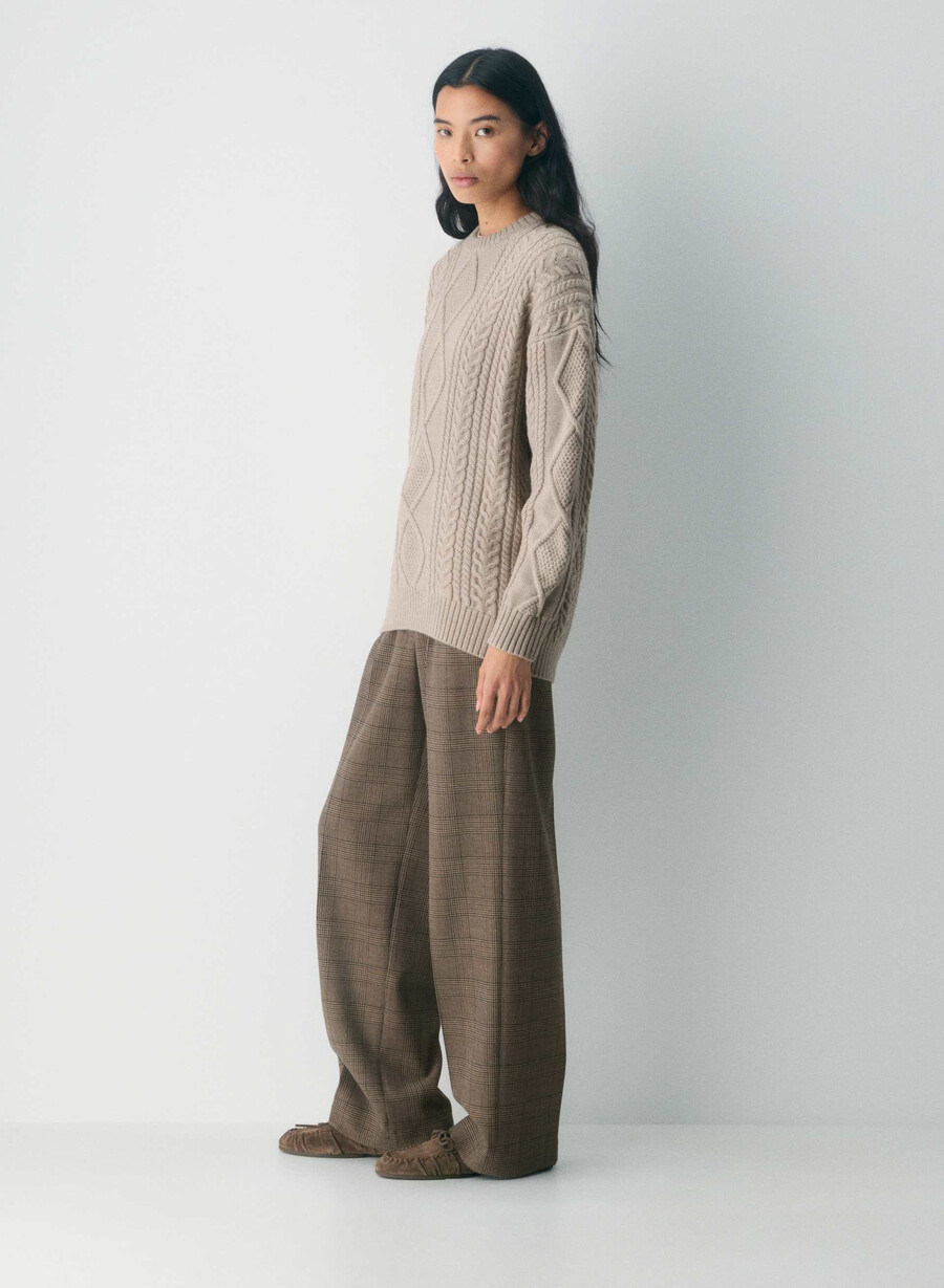 heritage knit merinoulltröja heather nomad taupe