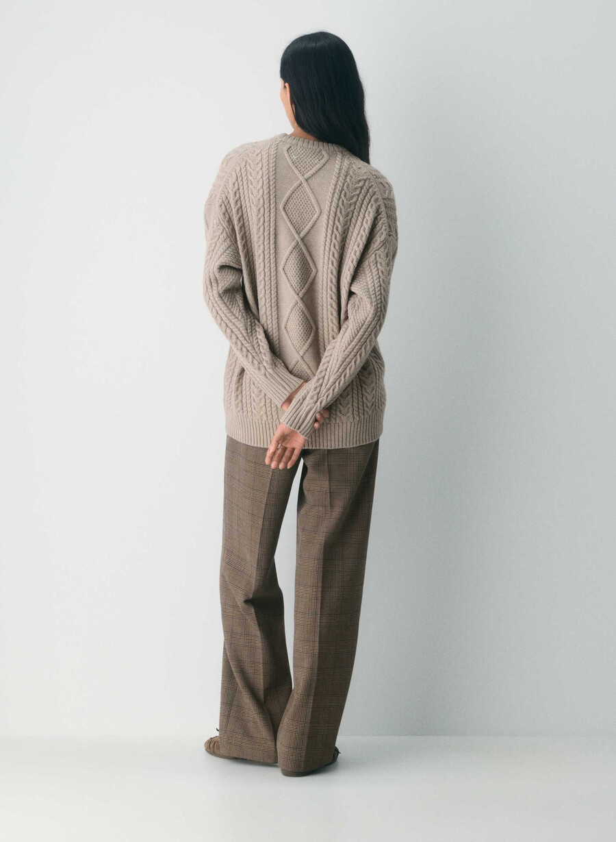 heritage knit merinoulltröja heather nomad taupe