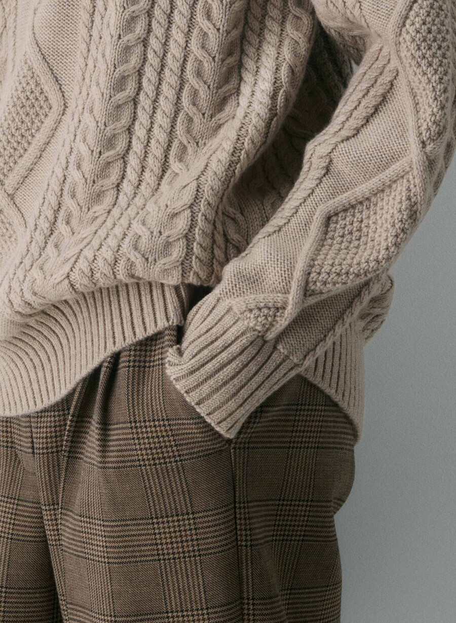 heritage knit merinoulltröja heather nomad taupe