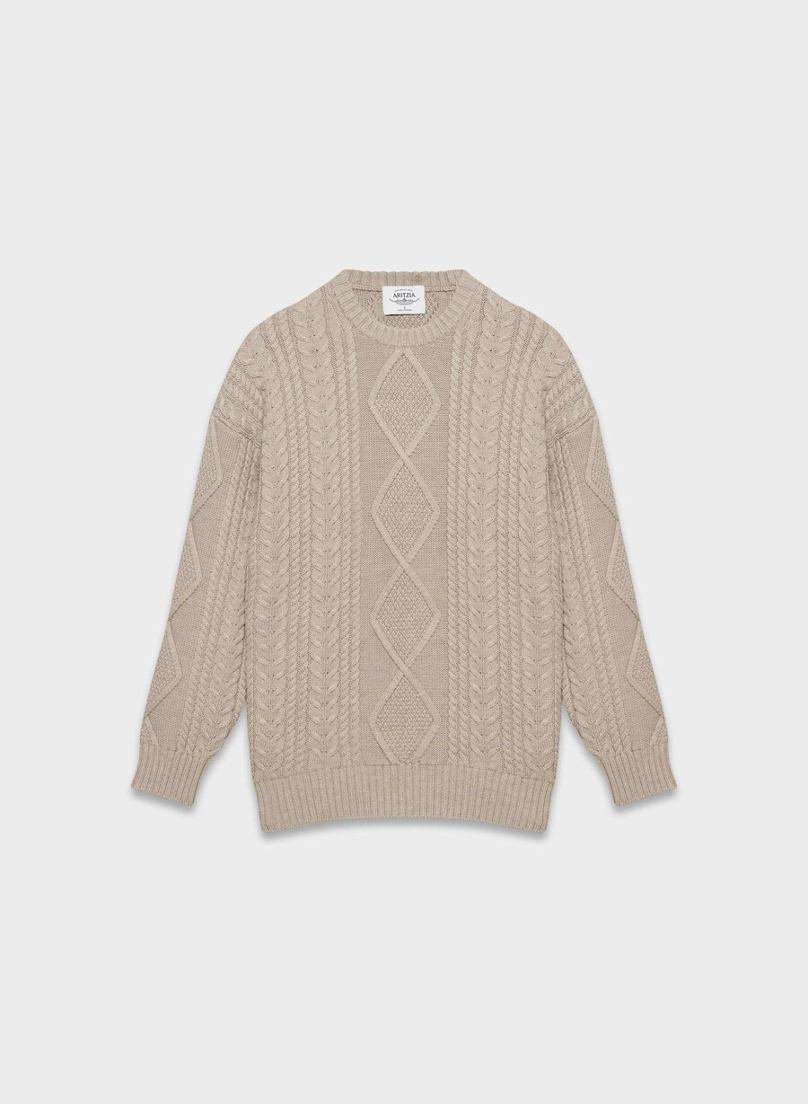 heritage knit merinoulltröja heather nomad taupe