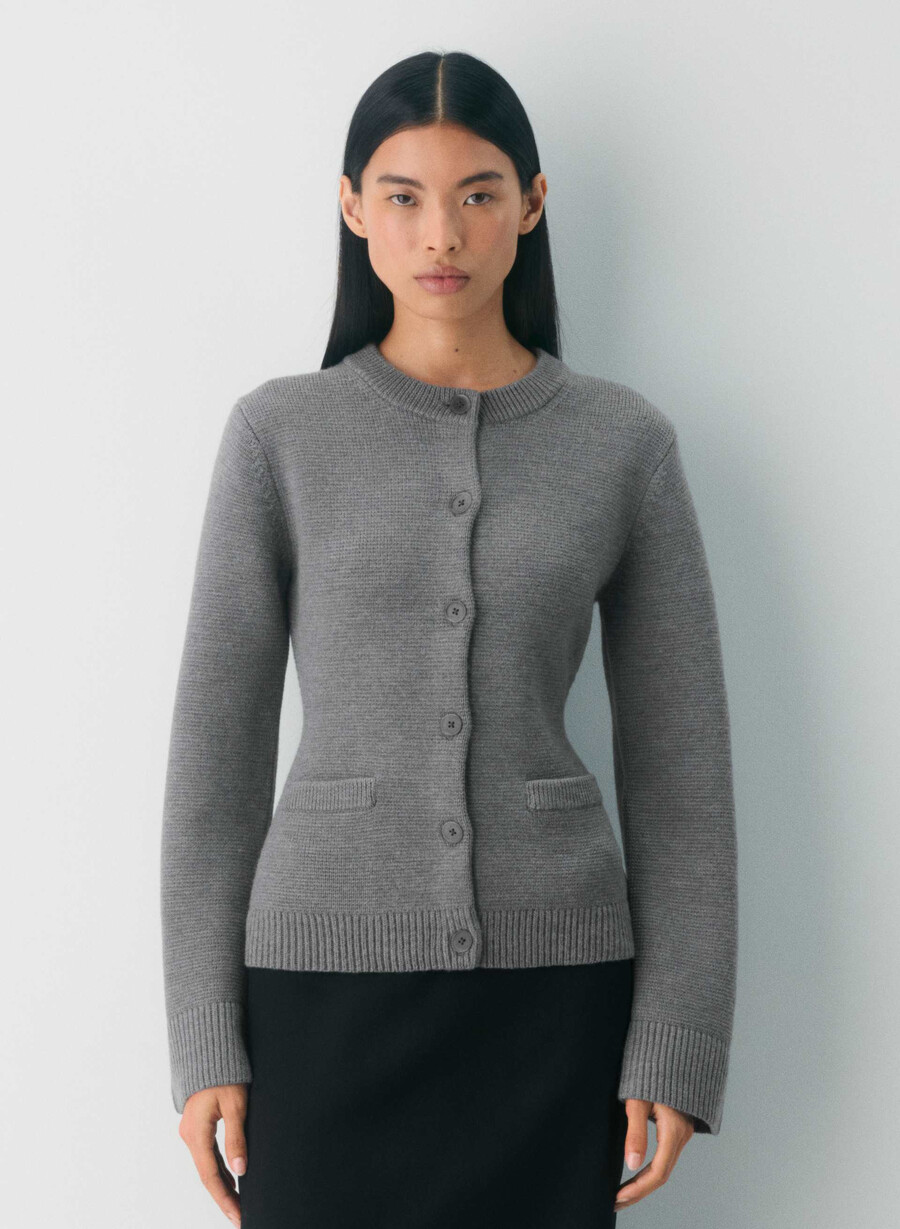 meraki merino wool cardigan avorio