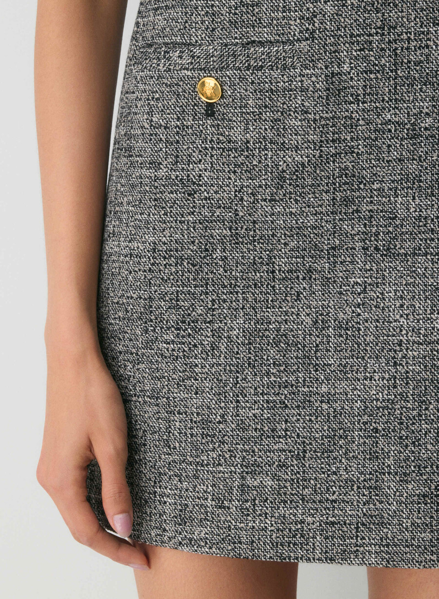 capote klänning spckl tweed svartvit