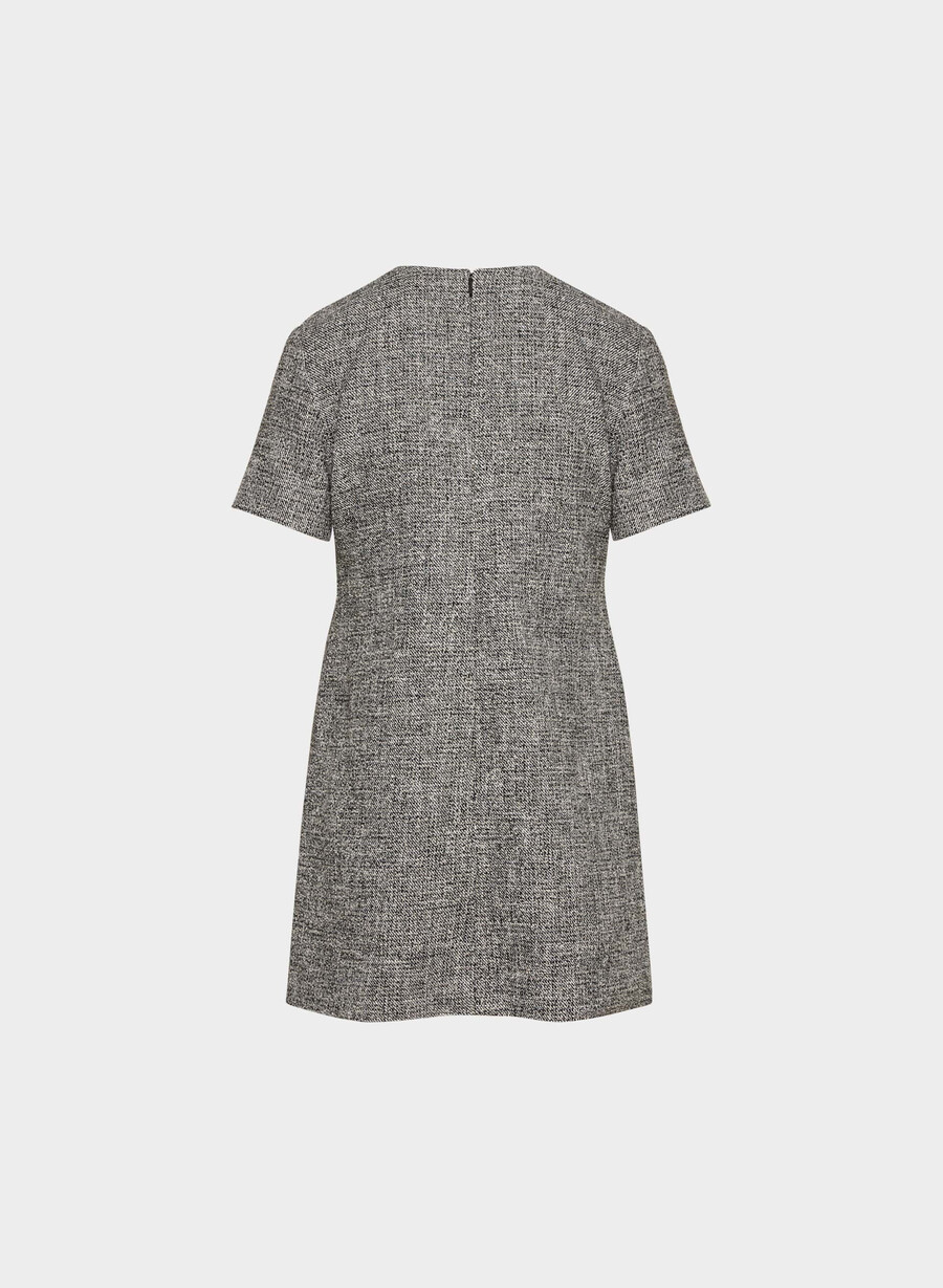 capote klänning spckl tweed svartvit