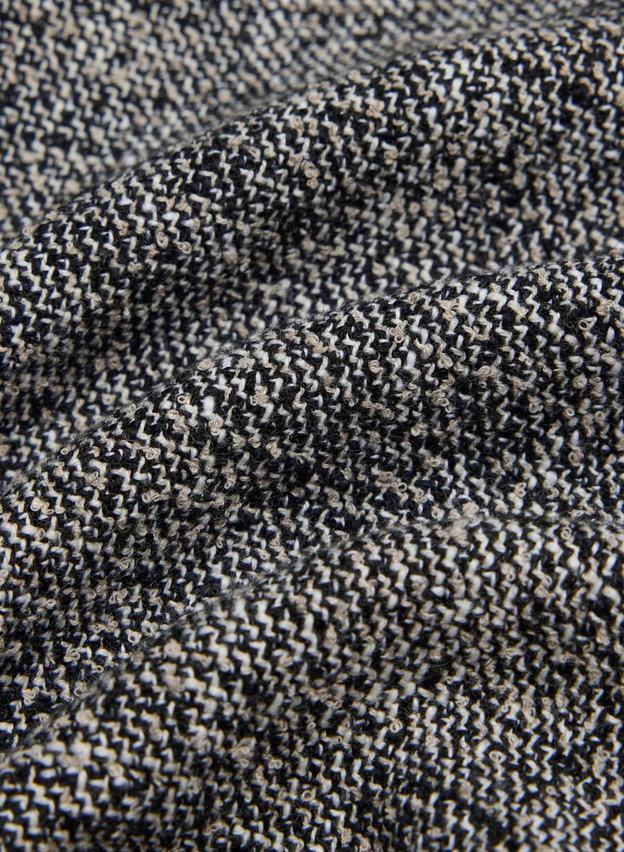capote klänning spckl tweed svartvit