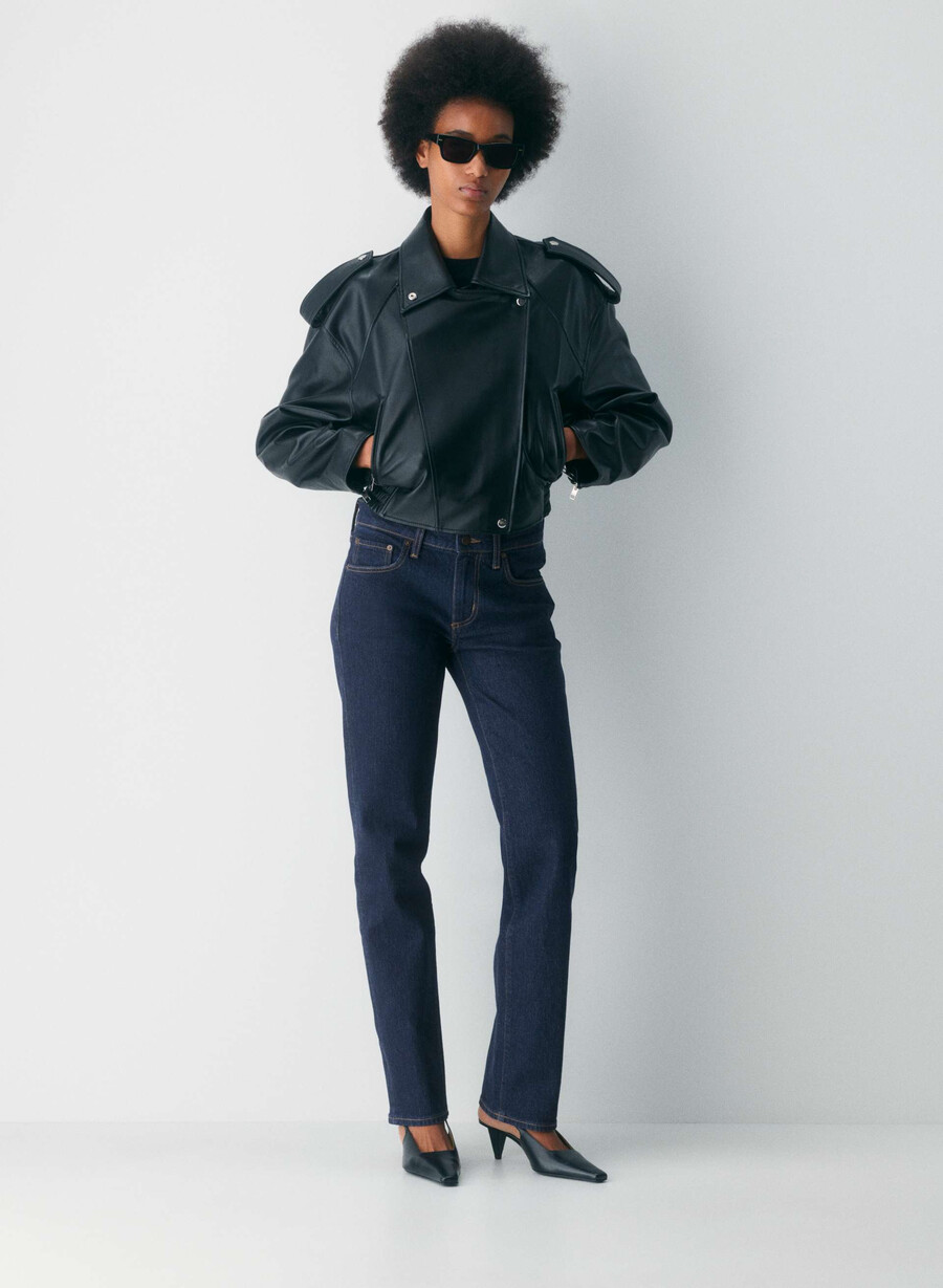 denim forum tilda lo-rise raka jeans no-stress mÖrkblÅ
