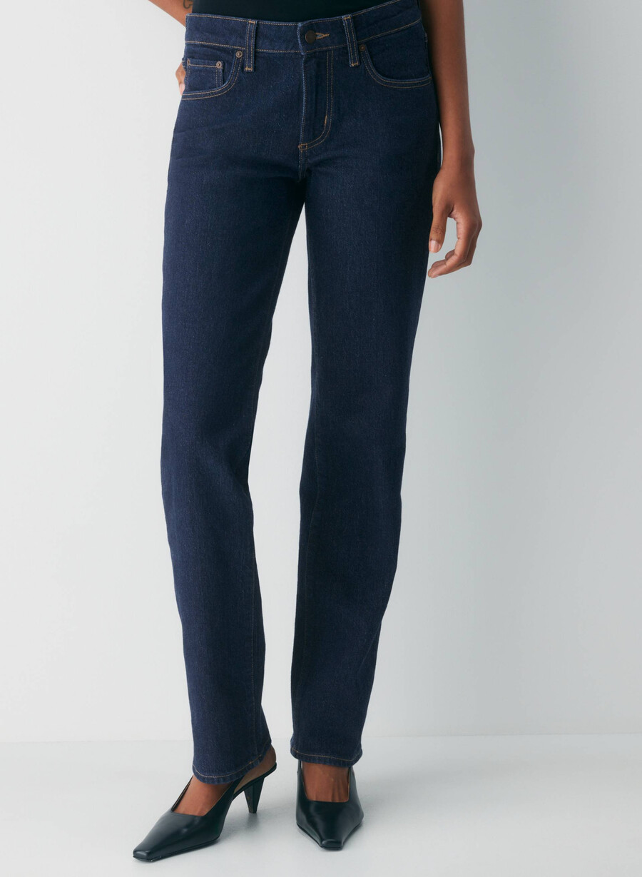 denim forum tilda lo-rise raka jeans no-stress mÖrkblÅ