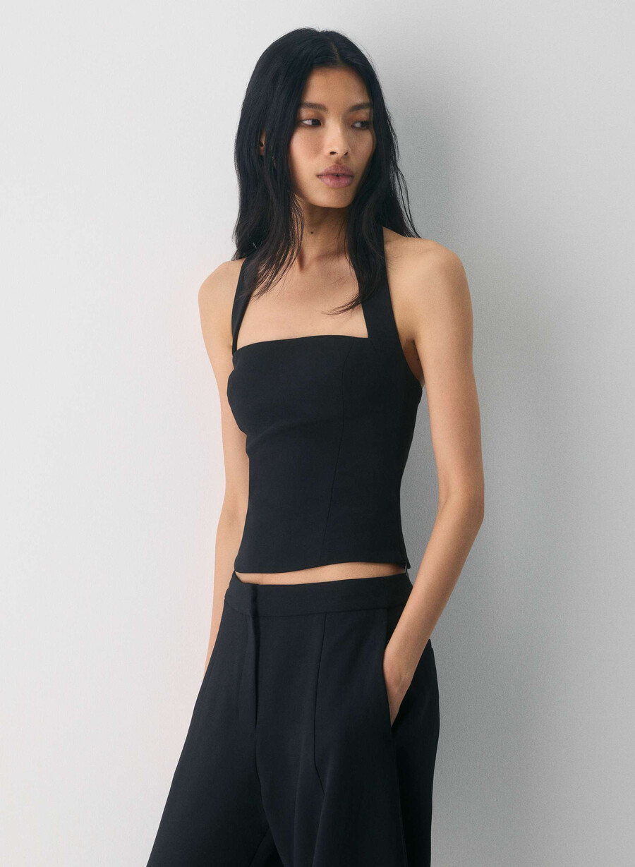 whisper halter top - crepette svart