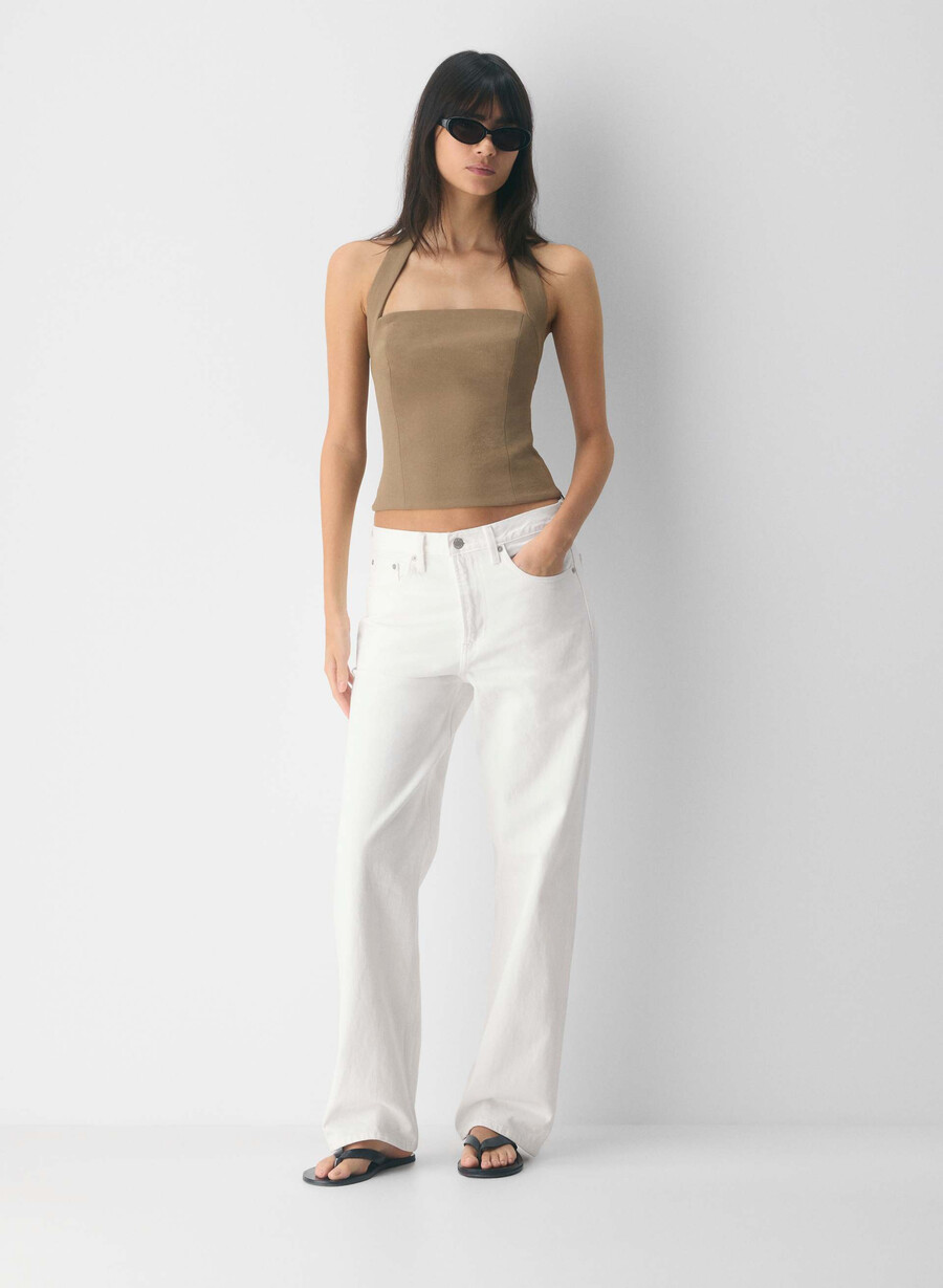 whisper halter top - crepette folio brun