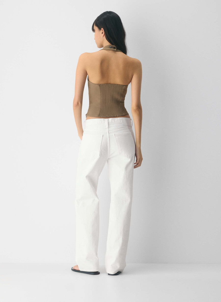 whisper halter top - crepette folio brun