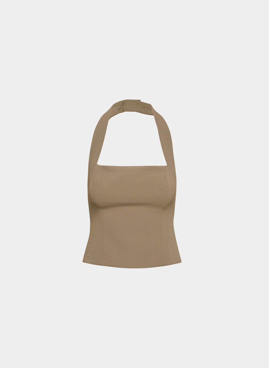 whisper halter top - crepette folio brun