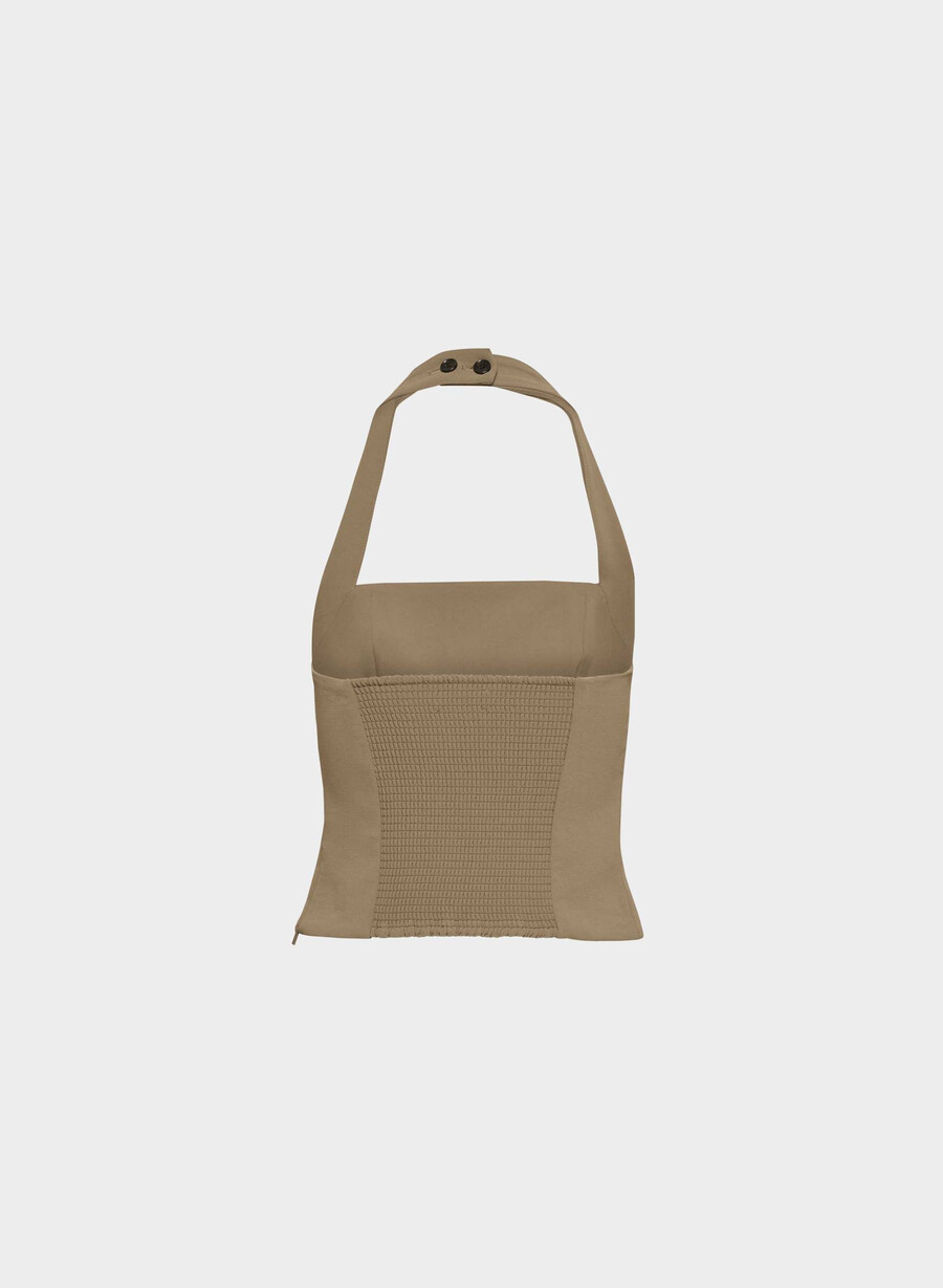 whisper halter top - crepette folio brun