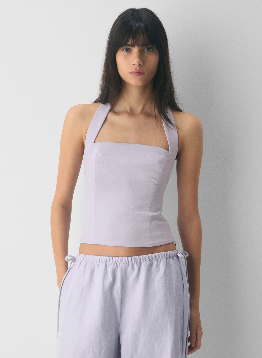 whisper halter top - crepette vildblomma lila