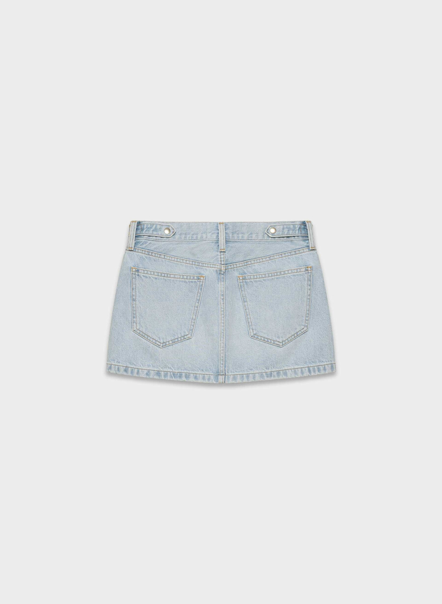 denim forum 90-talets vintage mikrojeanskjol here comes the sn bl