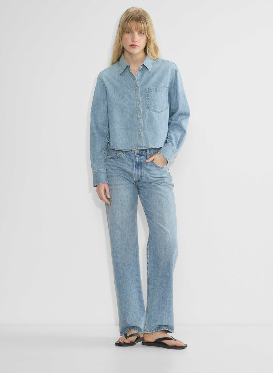 denim forum 80-tals jeansskjorta med bekväm midja 7 år bleu taboo