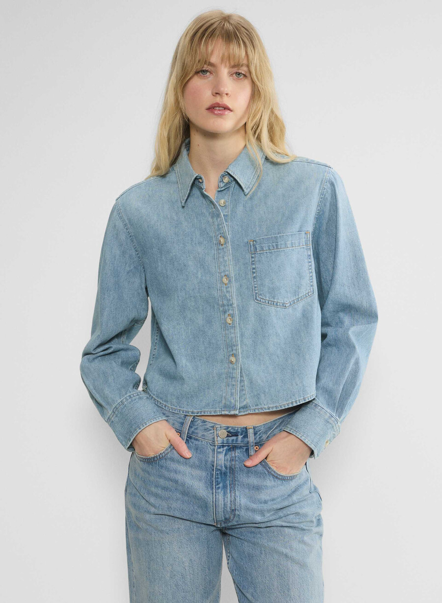 denim forum 80-tals jeansskjorta med bekväm midja 7 år bleu taboo