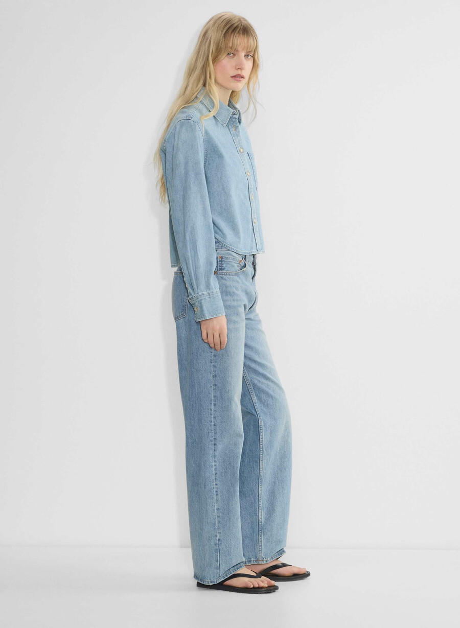 denim forum 80-tals jeansskjorta med bekväm midja 7 år bleu taboo