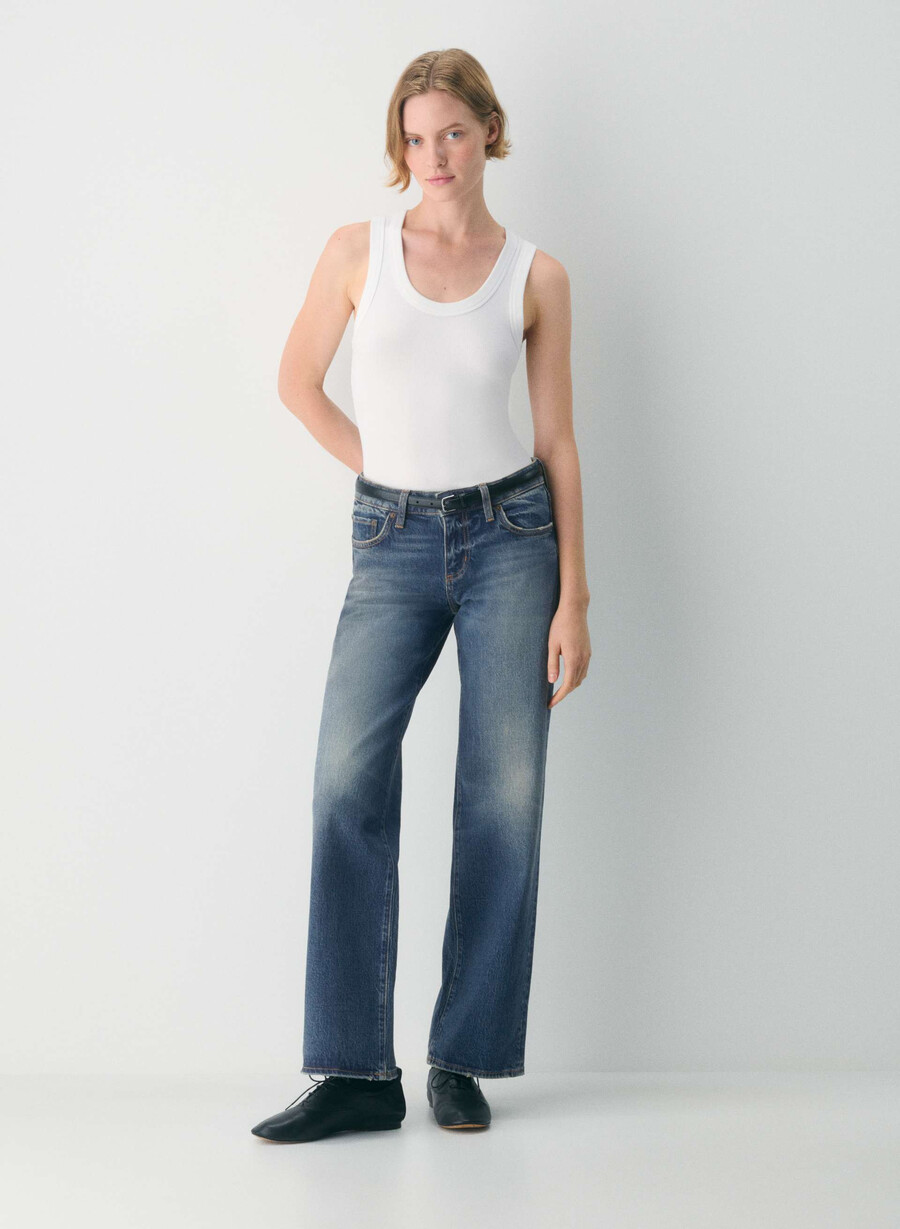 denim forum pam super lo-rise wide jeans vintage mörkblå