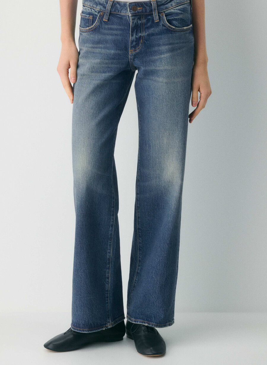 denim forum pam super lo-rise wide jeans vintage mörkblå