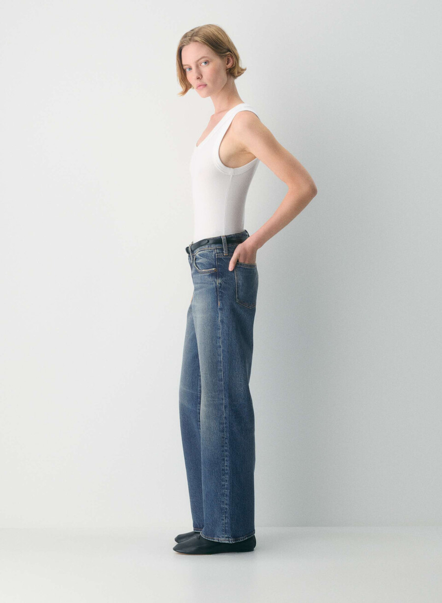 denim forum pam super lo-rise wide jeans vintage mörkblå