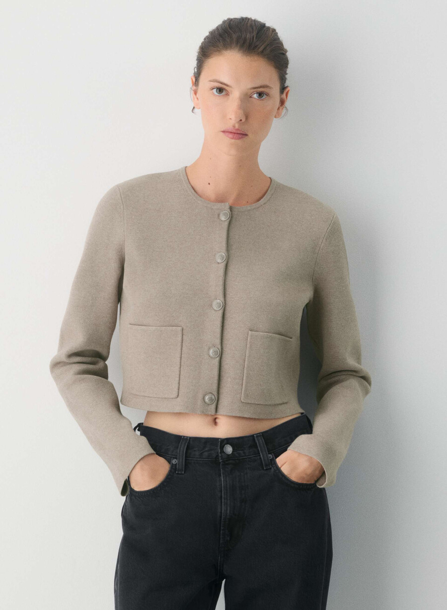 anmärkningsvärd kofta - wonder yarn heather nomad taupe